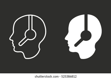 Assistance vector icon. White illustration isolated on black background for graphic and web design.