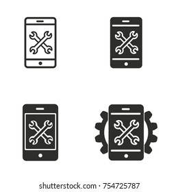 Assistance vector icons set. Black illustration isolated for graphic and web design.