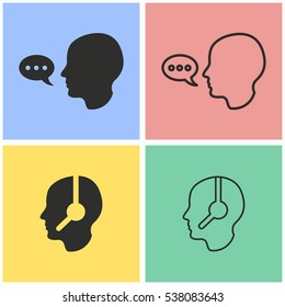 Assistance vector icons set. Illustration isolated for graphic and web design.
