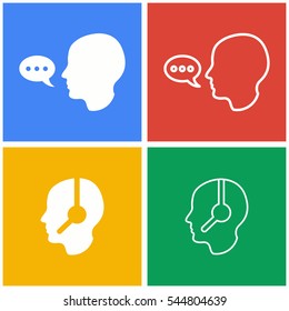 Assistance vector icons set. White illustration isolated for graphic and web design.