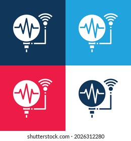 Assistant blue and red four color minimal icon set