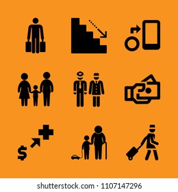 assistant, cashier, connection and computer icon set. Vector illustration for web and design.