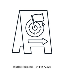 An assistant in choosing the direction of promotion. Target designator. Vector linear icon isolated on white background.