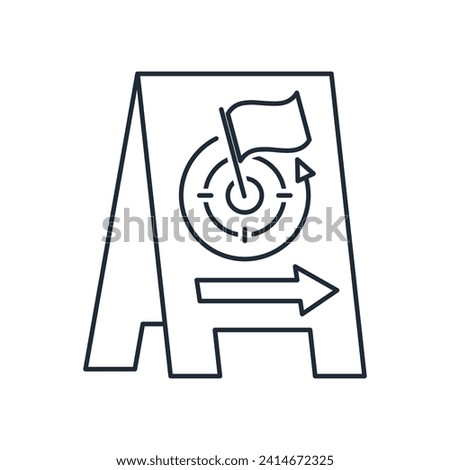 An assistant in choosing the direction of promotion. Target designator. Vector linear icon isolated on white background.