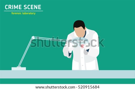  The assistant forensic scientist examines evidence. Forensic procedure. Murder investigation. 