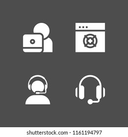 assistant icon. 4 assistant set with customer support, support and headset vector icons for web and mobile app