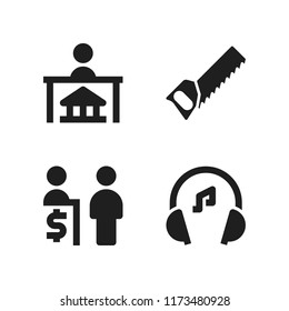assistant icon. 4 assistant vector icons set. customer service, headset and handsaw icons for web and design about assistant theme