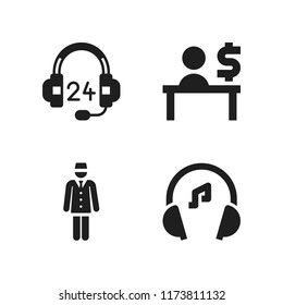 assistant icon. 4 assistant vector icons set. headset, customer service and flight assistant icons for web and design about assistant theme