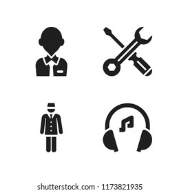 assistant icon. 4 assistant vector icons set. headset, flight assistant and customer support icons for web and design about assistant theme