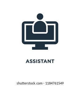 Assistant icon. Black filled vector illustration. Assistant symbol on white background. Can be used in web and mobile.