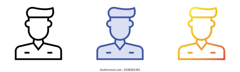 icono del asistente. Diseño de estilo de relleno lineal, azul y degradado aislado sobre fondo blanco