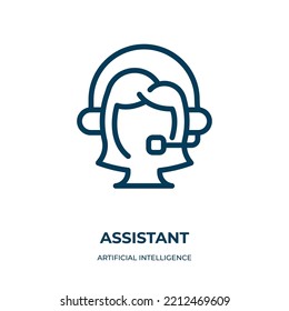 Assistant icon. Linear vector illustration from artificial intelligence collection. Outline assistant icon vector. Thin line symbol for use on web and mobile apps, logo, print media.