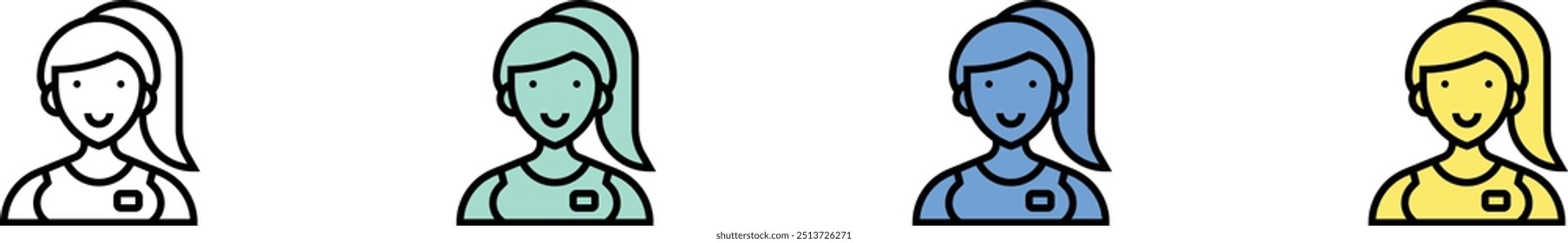 assistant icon. Outline, Green, Blue and Yellow Style Design Isolated On White Background