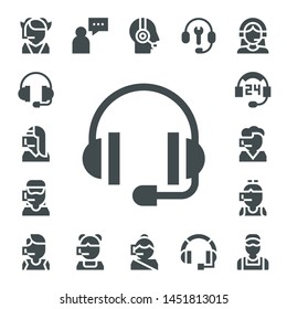 assistant icon set. 17 filled assistant icons.  Collection Of - Call center, Support, Supporter, Customer service, Customer support, Headset, Clerk