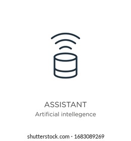 Assistant icon. Thin linear assistant outline icon isolated on white background from artificial intelligence collection. Line vector sign, symbol for web and mobile