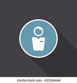 assistant icon vector, user solid illustration, pictogram isolated on black, flat sign with long shadow