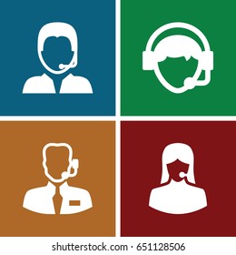 Assistant icons set. set of 4 assistant filled icons such as customer support, operator, support
