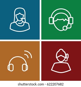 Assistant icons set. set of 4 assistant outline icons such as customer support, operator, headset