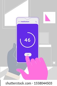 Assistant mobile app concept, for meditation, relax and mood control, mobile augmented reality concept