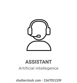 Assistant outline vector icon. Thin line black assistant icon, flat vector simple element illustration from editable artificial intelligence concept isolated on white background