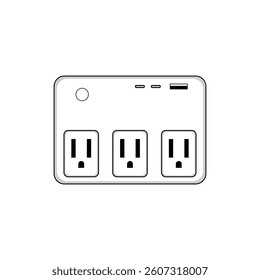 assistant power strip smart cartoon. control remote, energy efficient, timer voice assistant power strip smart sign. isolated symbol vector illustration