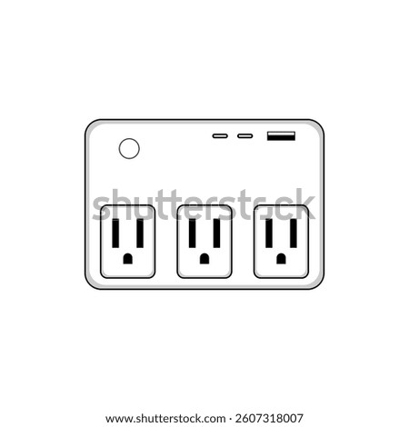assistant power strip smart cartoon. control remote, energy efficient, timer voice assistant power strip smart sign. isolated symbol vector illustration