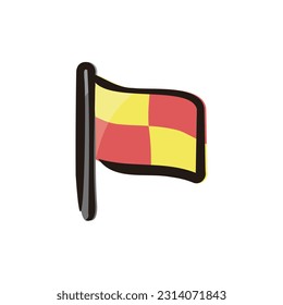 Assistant referee flag - Soccer icon (Hand-drawn line, colored version)

