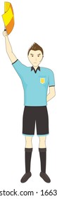 Assistant referee raising a flag and signaling