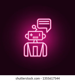Assistant robot machine neon icon. Elements of Artifical intelligence set. Simple icon for websites, web design, mobile app, info graphics