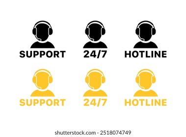 Assistant set icons. Flat and silhouette style. Vector icons.