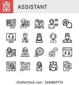 assistant simple icons set. Contains such icons as Nurse, Tech support, Lifebuoy, Online support, Operator, Support, Customer service agent, can be used for web, mobile and logo