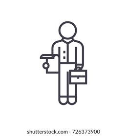 assistant vector line icon, sign, illustration on background, editable strokes
