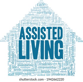 Assisted living vector illustration word cloud isolated on a white background.