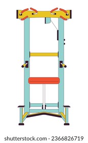 Assisted pullup machine flat line color isolated vector object. Gym equipment. Pull ups for upper-body strength. Editable clip art image on white background. Simple outline cartoon spot illustration