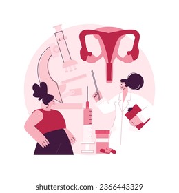 Assisted reproductive technology abstract concept vector illustration. Infertility procedures, womans egg, pregnancy test, sperm donation, reproductive medicine clinic abstract metaphor.