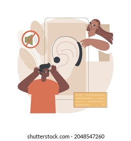 Assistive hearing device abstract concept vector illustration. Hearing assistance equipment, ear device, audiology doctor, assistive technology for deaf people, impaired person abstract metaphor.