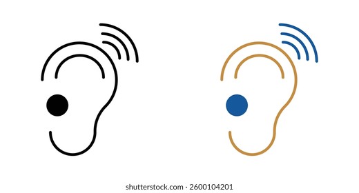 Assistive listening systems flat and liner vector icons set