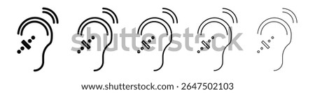 Assistive listening systems icon graphic set. trendy stroke line style