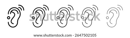 Assistive listening systems icon graphic set. trendy stroke line style