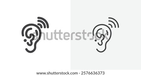 Assistive listening systems icon set in black flat solid and outlined style.