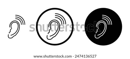 Assistive listening systems line icon set. ear hear aid vector icon suitable for apps and websites UI designs.