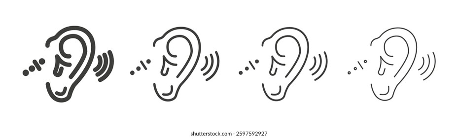 Assistive listening systems vector icon set in black and white color.