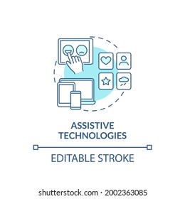 Assistive technologies concept icon. Autistic behavior treatment abstract idea thin line illustration. Support individuals with autism. Vector isolated outline color drawing. Editable stroke