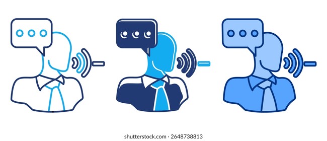 Ícone Assistive Technology representado pela assistência de voz Blue, Dualline, Dualtone estilo.