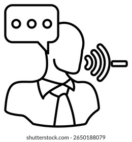 Assistive Technology Symbol dargestellt durch Sprachunterstützung Linienstil.
