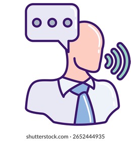 Assistive Technology icon represented by voice assistance Lineal Color style.