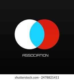 Associacion abstract logo, two circles. Round business icon. Relationship concept. Vector illustration