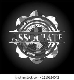 Associate on grey camouflaged texture