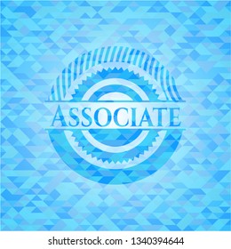 Associate sky blue emblem. Mosaic background