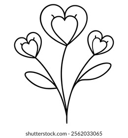 the association flowers-heart-line-art-on-white.So all the nature is more realistic.